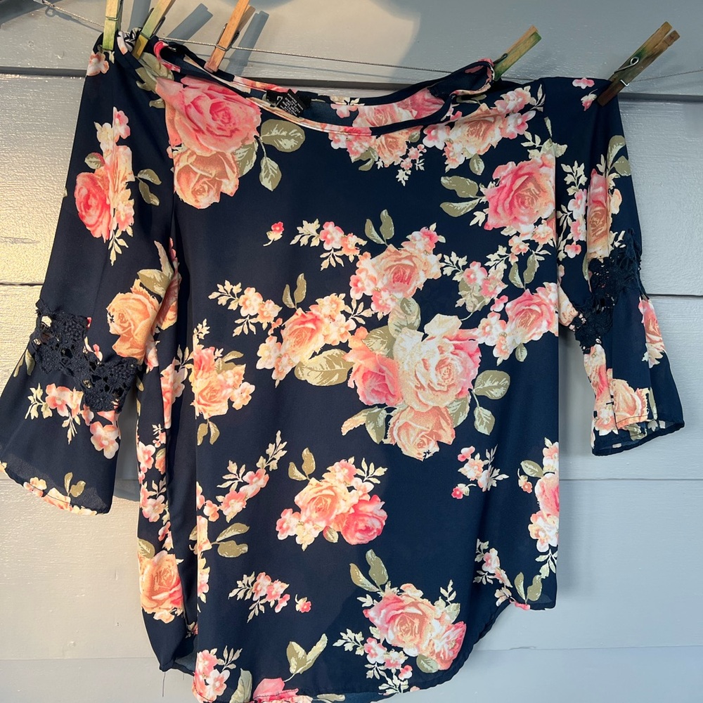 Rue 21 Womens Blouse Floral Boho Classic Rose